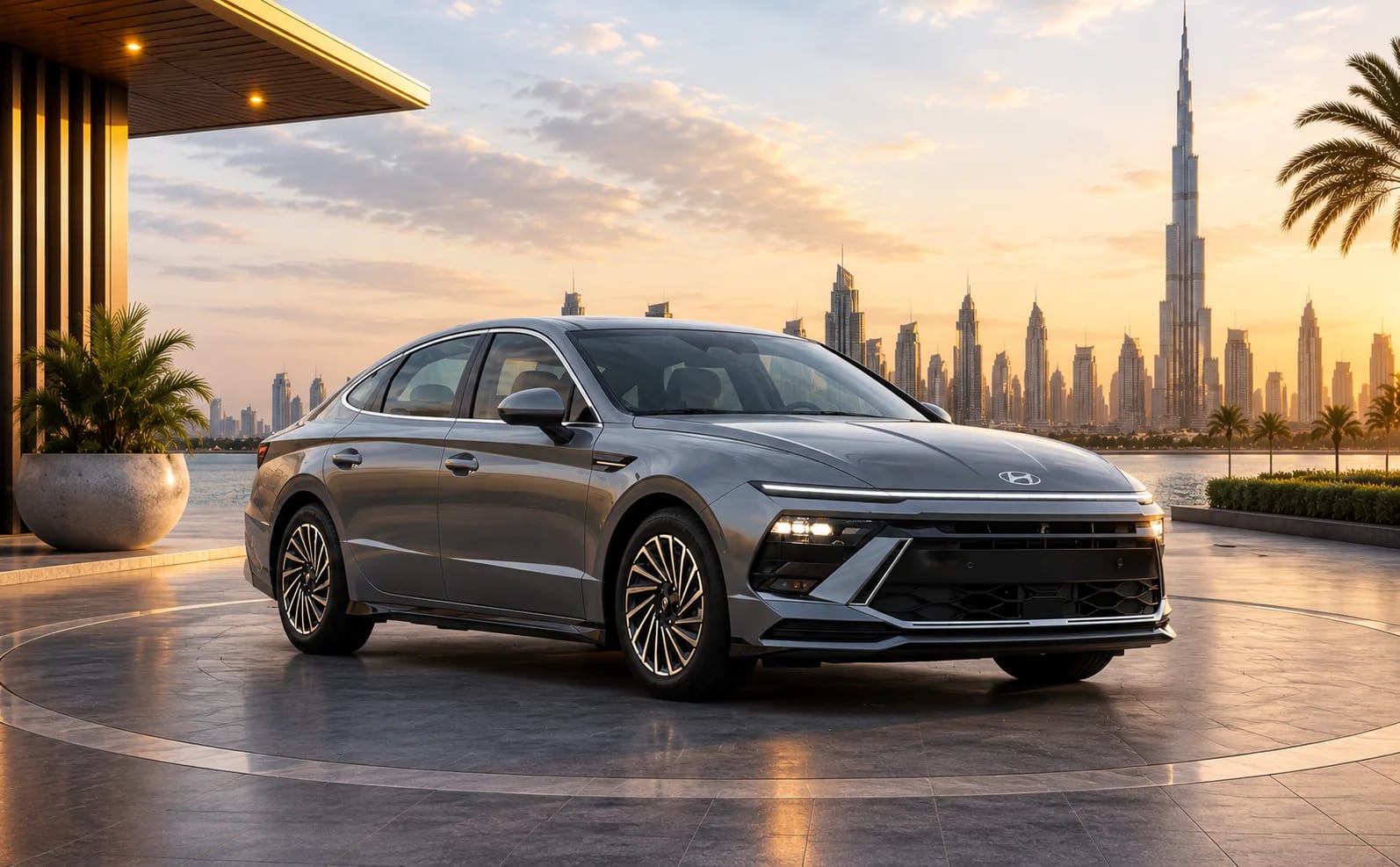 Hyundai Sonata sedan in the Emirates Pick & Drop Lift fleet, seating up to four passengers