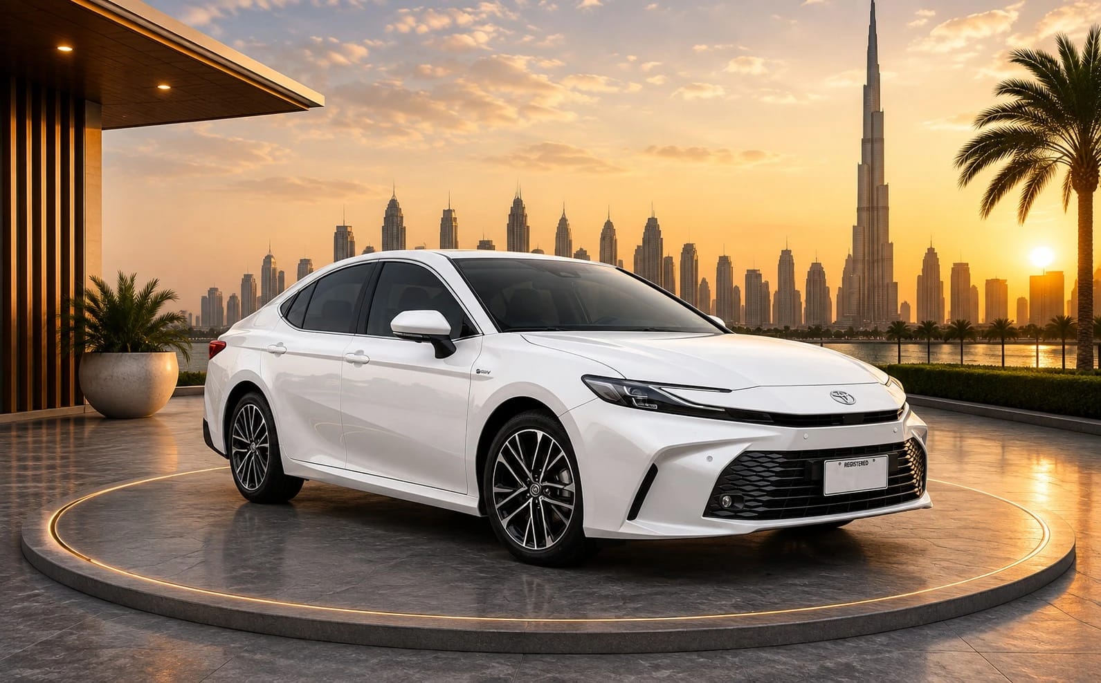 Silver Toyota Camry sedan in the Emirates Pick & Drop Lift fleet, cleaned before every ride